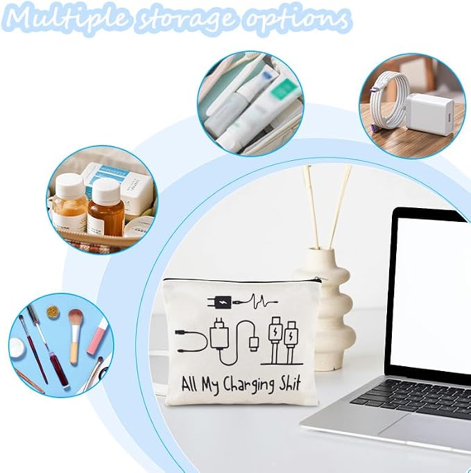 Sisadodo Charging Cable Organizer Travel Bag Toiletry Makeup Cosmetic Bags Medicine Med Toiletry Bag Pouch Diabetic Gifts Bags