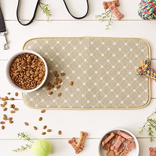 Bone Dry Machine Washable, Ultra Absorbent Pet Mat, 10x18, Taupe Trellis Print
