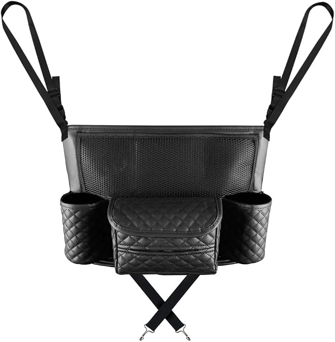 Car Organizer, Leather Large Capacity Car Purse Holder for Front Seat, Seat Back Net Bag Double-sided Tissue Storage Handbag Holder Car Accessories (Black)