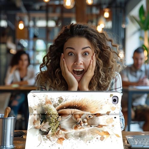 for Microsoft Surface Go 4/3/2/1-10.5" 2021 Tablet Case,Auto Wake/Sleep,Adjustable Stand Protective Cover - Cute Squirrel Nut