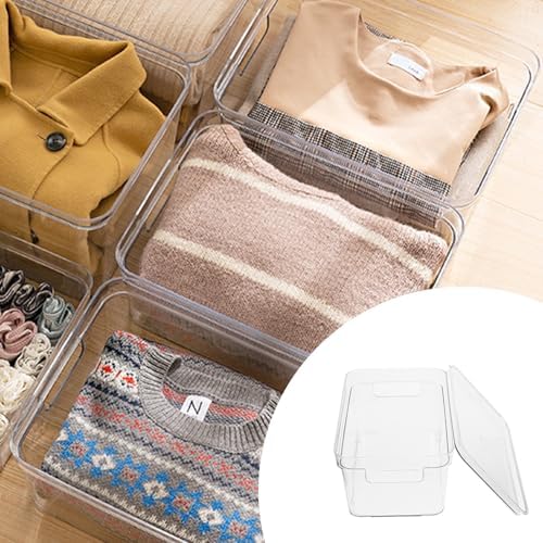Desktop Storage Box with Lid for Makeup and Beauty Products, Stackable Pet Sundries Organizer with Smooth Inner Surface, for Vanity and Bathroom Use