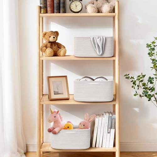 Storage Baskets for Shelves, 4 Pack Shallow Basket