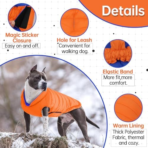 Lelepet Reversible Dog Coat Windproof Dog Puffer Jacket Lightweight Vest
