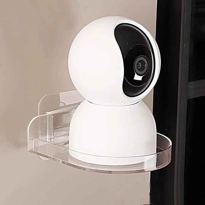 3pcs Baby Monitor Shelf Adhesive Small Security Camera Wall Mount Floating Shelves for Mini Speaker, Pop Figures,Clock,Smart Home Camera Holder Bracket(Clear)