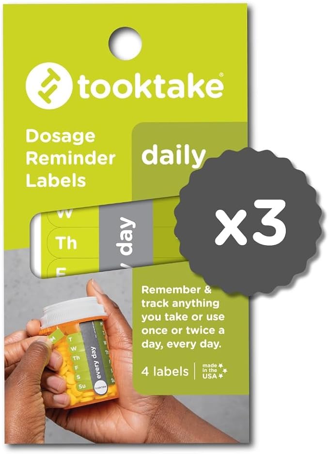 TOOKTAKE Daily Tracking Stickers/3 Pck for Vitamins & Medication in Any Form,Vitamin Organizer,Easy Pill Tracker,Daily Pill Organizer,Medicine Organizer,Weekly Pill Box,7 Day Week, AM/PM,Day & Night