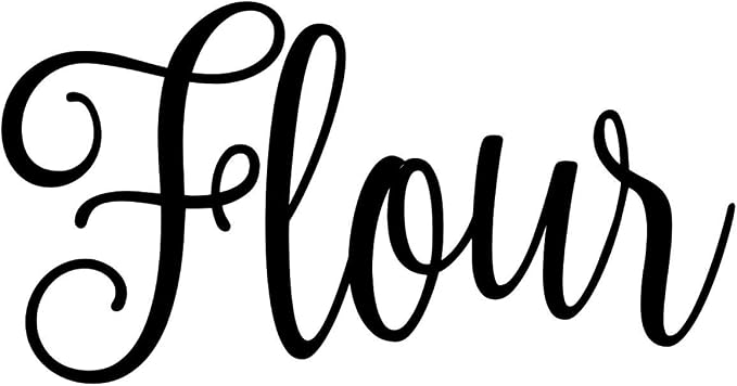 Flour 4w x 2h Label | Kitchen Pantry Organization | Die Cut Vinyl Decal | Black Fancy Font (Sticker Only)
