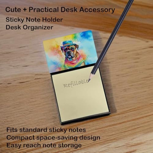 Caroline's Treasures Cane Corso Hippie Dawg Sticky Note Holder Refillable Dispenser Self-Sticky Note Pads, Memo Pads Blank Desk Accessories