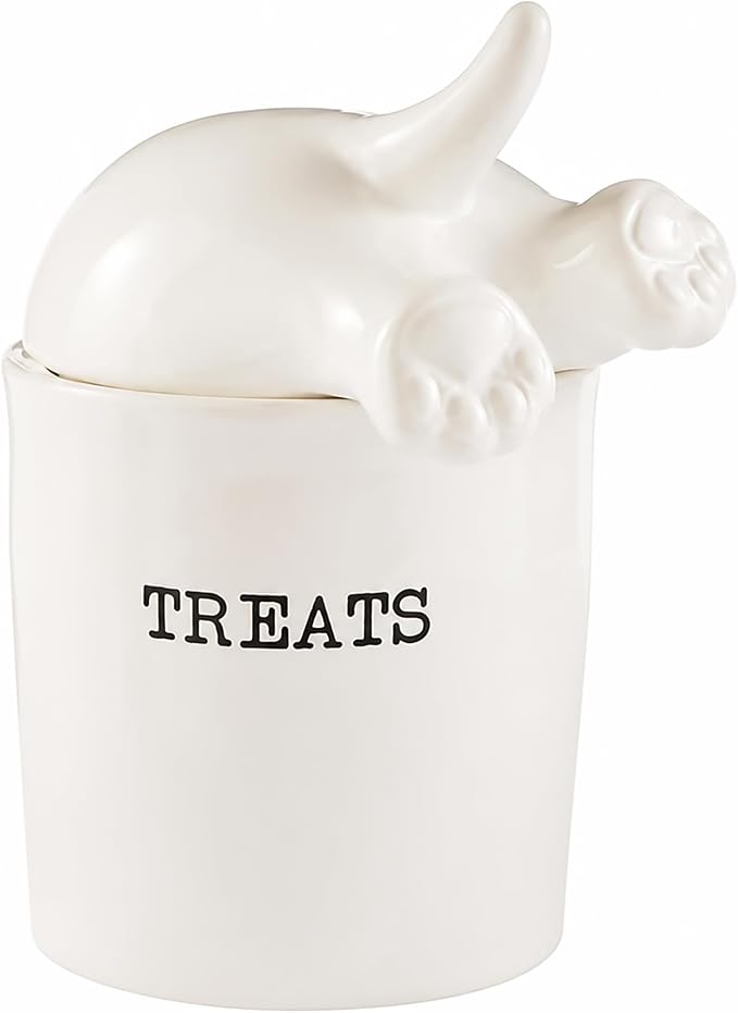 Dog Tail Treat Canister - Ceramic Dog Treat Jar | Store Your Dog Treats