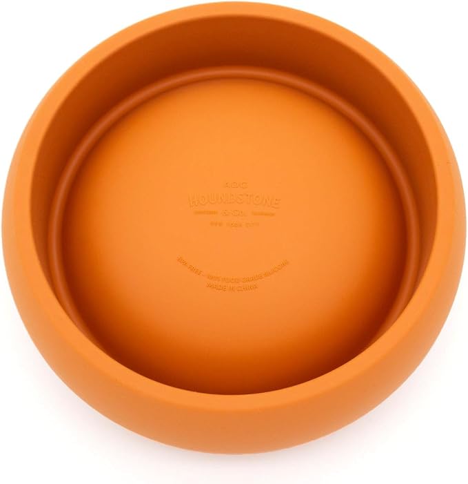 Houndstone Silicone Dog Bowl, BPA Free, 1 Cup Capacity, Non-Slip Base, Dishwasher Safe (Marigold)