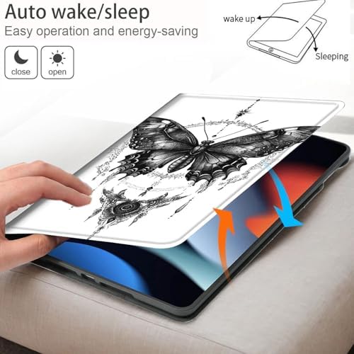 Bxgolkgd Tablet Case for Samsung Galaxy Tab A7 10.4 Inch (2020/2022),Shockproof Stand Cover with Heat Dissipation,Auto Wake/Sleep Function,Butterfly Totem