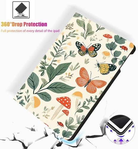 for Microsoft Surface Pro 7 Plus,Surface Pro 7/6/5/4 12.3" Tablet Case,Auto Wake/Sleep,Adjustable Stand Protective Cover - Butterfly Leaf Mushroom