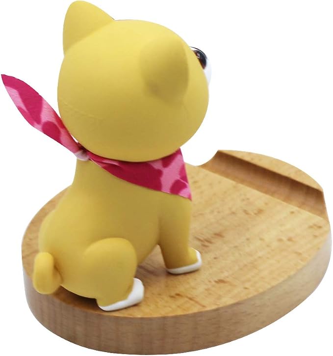 Cute Dog Cell Phone Holder Stand Wooden Smartphone Desk Holder for Mobile Phones Animal Phone Stand Desk Ornament