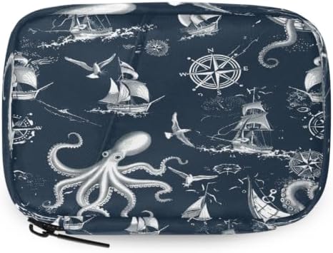 Travel Pill Organizer Nautical Octopus Boat Small Pill Case