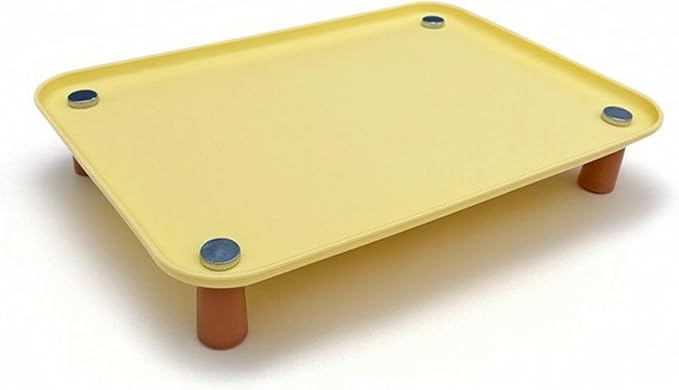 Generic Industrial Dish Elevated Cat Feeder Tray Pet Bowl Stand Raised and Water Organizer Easy Cleaning Surface Suitable for Cats Small Dogs Daily Feeding, Cream Yellow