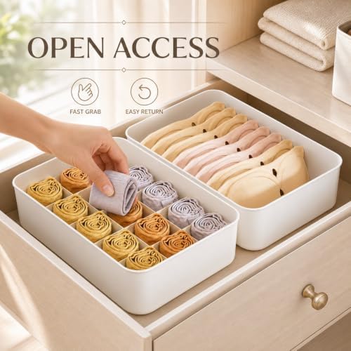Underwear Organizer for Drawers, Stackable Drawer Divider for Underwear and Socks, for Wardrobe