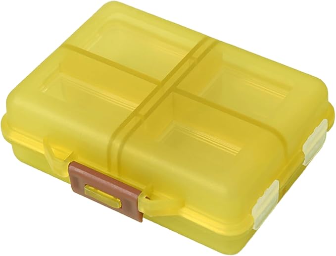 Travel Pill Organizer, Moisture Proof Daily Medicine Dispenser Box | Small Weekly Vitamin Case for Supplement, Fish Oil, Meds, Pocket Pharmacy Cute Capsule Mini Container 8 Compartments, Yellow