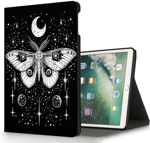 for Microsoft Surface Pro 7 Plus,Surface Pro 7/6/5/4 12.3" Tablet Case,Auto Wake/Sleep,Adjustable Stand Protective Cover - Moth Starry Sky