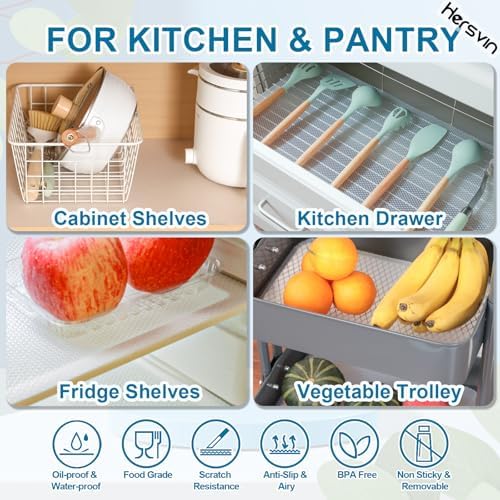 Hersvin Shelf Liner, 26 in x20 ft Non-Adhesive Drawer Liners EVA Kitchen Cupboard Cabinet Covering Undersink Mat Washable Fridge Lining Paper for Home Office (Clear/Dot)