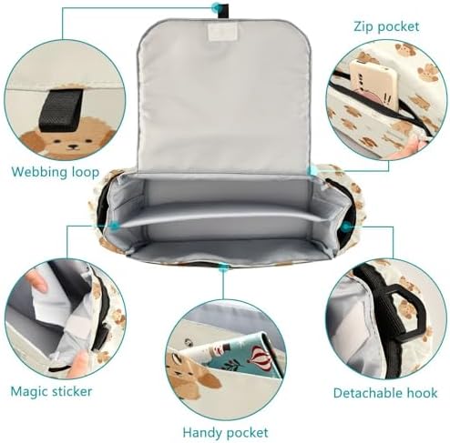 double stroller accessories Poodledogs Dog Puppy White Animal Pet diaper caddy with travel wipes pouching