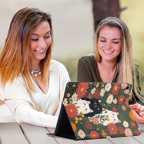 for Samsung Galaxy Tab S8 2022/Tab S7 2020 11" Tablet Case(Model SM-X700/X706/T870/T875/T878),Premium Leather Folio Stand Auto Wake/Sleep,Multiple Viewing Stand,Cat in Garden