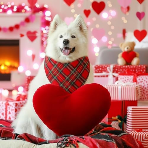 Abbylike 50 Pcs Christmas Plaid Dog Bandanas Bulk Red and Green Gingham Bandanas for Dogs Triangle Kerchief Bib Scarf for Pet Xmas Party Costume Photo Props Accessories, 25 Styles(31.5 x 21.7 x 21.7)