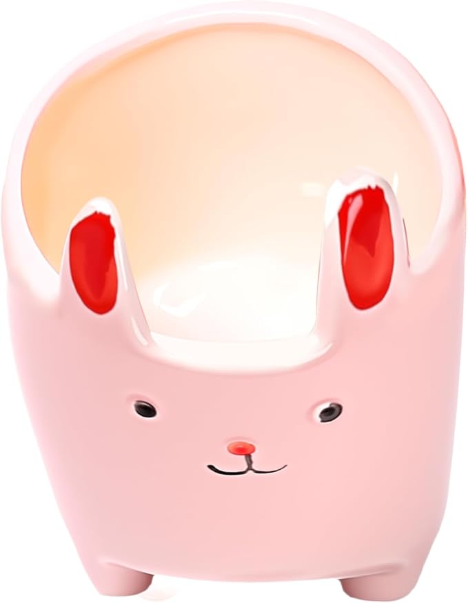 Ceramic Pink Cute Cat Shaped Pen Pencil Holder for Desk Decoration Accessories Cat Decor Makeup Brush Pen Cups Succulent Plant Pot Office School Ideal Gifts for Women, Mom or Birthdays