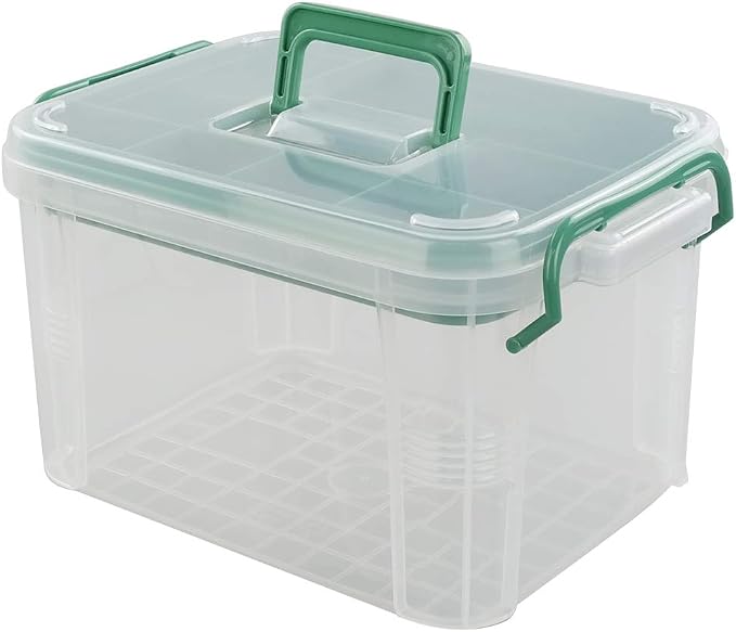 First Aid Kit Container, Clear Organizer Box, Medicine Organizer | Clear Plastic First Aid Box with Removal Tray/ Lid/ Handle, Functional Container