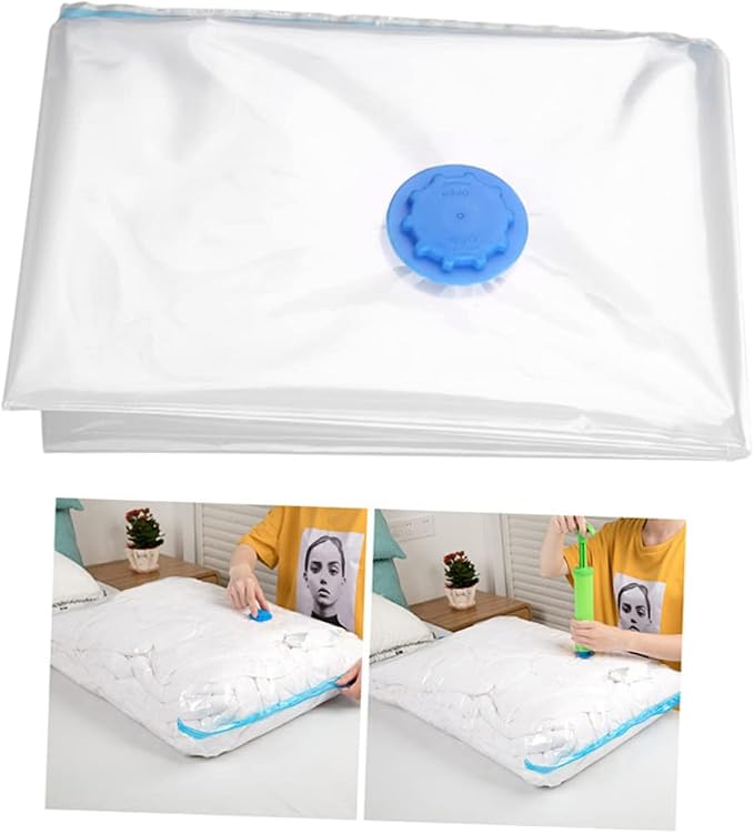 Vacuum Storage Bags 50x60cm PET and PE Waterproof Compression | White Space Saver Organizer, Sealed Bag Design, Clothes and Comforter Storage, Vacuum Compression Use