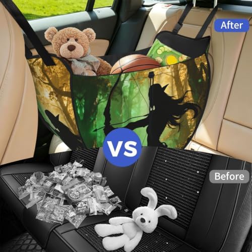 Elf Archer Bow Car Seat Organizer-Backseat Storage Bag for Travel | Waterproof Durable. Holds Snacks Gear Essentials. Fits Most Cars.