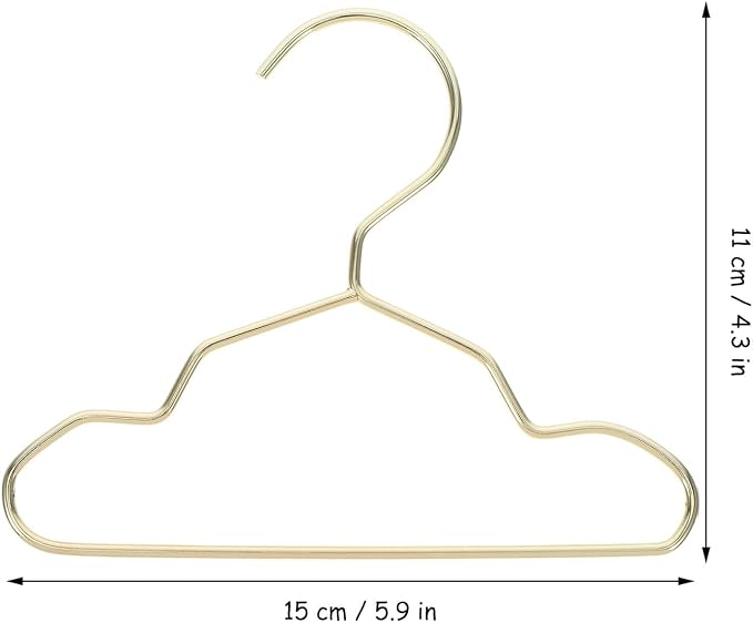 GALPADA Pet Clothes Hangers Closet Organizer 10pcs Golden Metal Anti-Slip and Easy to Carry Small Dog and Cat Hangers Gift for Friends with Pets