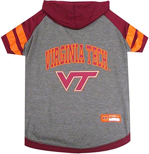 NCAA Virginia TECH Hokies Hoodie for Dogs & Cats, X-Small Collegiate Licensed Dog Hoody Tee Shirt. Sports Hoody T-Shirt for Pets. College Sporty Dog Hoodie Shirt.