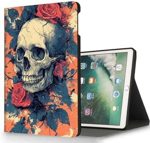 for Microsoft Surface Go 4/3/2/1-10.5" 2021 Tablet Case,Auto Wake/Sleep,Adjustable Stand Protective Cover - Skull Rose