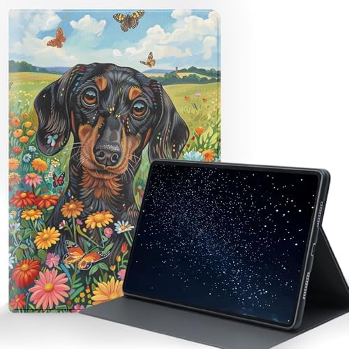 for Samsung Galaxy Tab A9 Plus/A9+ 5G 11 Inch 2023 (SM-X210/X215/X216/X218) Tablet Protective Cover with Adjustable Stand and Magnetic Auto Wake/Sleep,Dachshund
