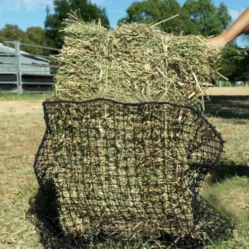 Aoneky Large Hay Net for Horses Slow Feed Horse Feeder Hay Bag 47 Inch Bale Size with Soft Knotless Nylon Mesh Fits Small Square Bales Up to 36x18x18 Inch