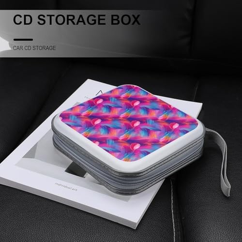 Protective DVD Case Holder Purple Rainbow, 40-Capacity Hard Plastic Binder with Zipper, Portable CD Organizer for Car Home