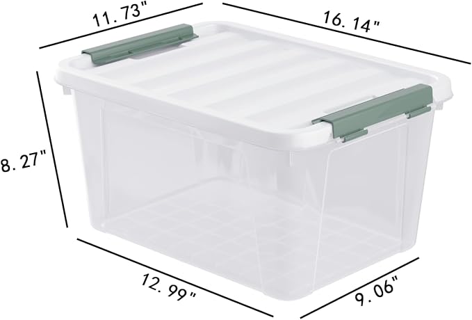 20 Quart Clear Plastic Latching Storage Box with Lids, 6-Pack | Plastic Organization Containers Bin with Lid