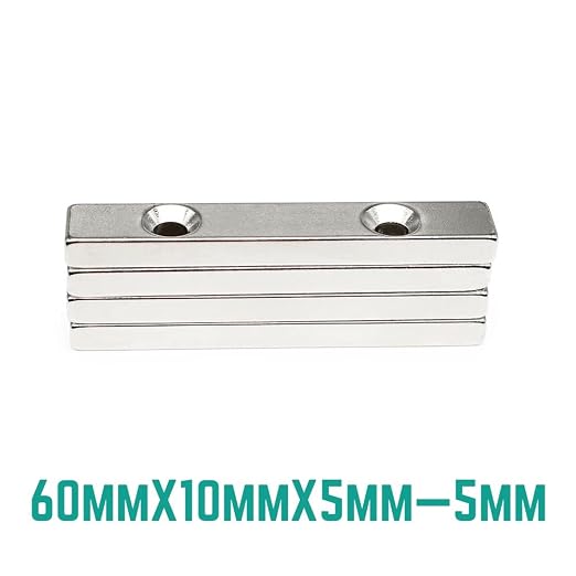 1/2/5/10/15/20PCS 60x10x5-5mm Block Magnetic Holes 5mm 60x10x5-5 Strip Neodymium 60 * 10 * 5-5 Magnets(1PCS)