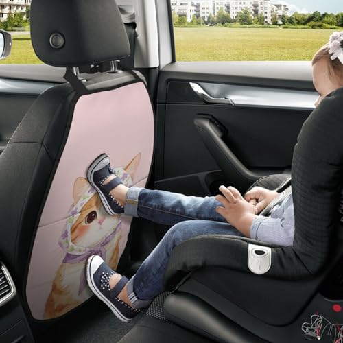 Car Seats Back Protector 2 PCS - Country Cat | with 3 Storage Pockets, Shield Seats From Dirt, Mud Scratches, Fits Cars SUVs Trucks and Jeeps