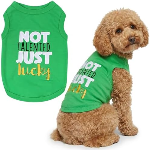 Parisian Pet Dog Shirt – 100% Cotton Green Shirts for Large Dogs – Sleeveless Puppy Vest – Lightweight and Breathable Funny Pet Apparel – St. Patrick’s Day Dog Clothes - Stretchy T Shirts for Dogs