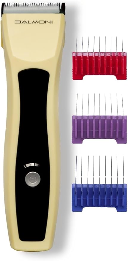 Cordless Pet Trimmer for Dogs & Cats – Rechargeable Grooming Clipper with Detachable Metal Blade, Low-Noise Motor, Supports Optional Blade Lengths (Parent) (Yellow, Combs Bundle)