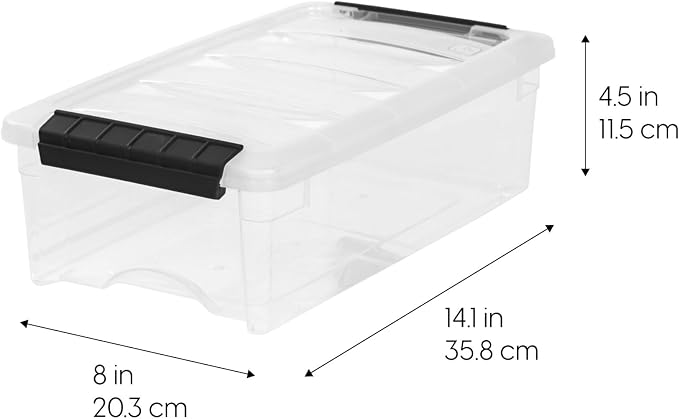 IRIS USA 6-Pack 6 Quart Storage Bins with Lids | Transparent design keeps contents visible, Ideal for shoes, photos, documents, and small essentials, Nestable to save space
