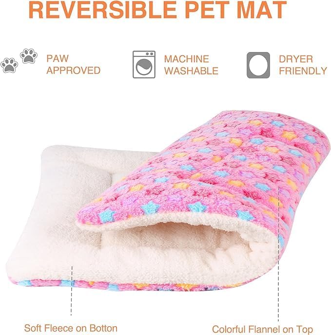 Mora Pets Dog Crate Pad Bed Ultra Soft Pet Mat Star Print 2 Pack 24 in Pink | Washable Crate Mat for Small Medium Large Dogs, Reversible Fleece Dog Crate Kennel Mat Flat Cat Bed Liner