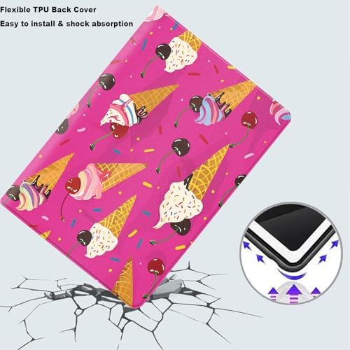 Tablet Case for iPad Air 11 Inch M3/M2 (2025/2024),iPad Air 5th/4th Gen (2022/2020),Shockproof Protective Cover with Stand,Auto Wake/Sleep,Ice Cream Cherry Pattern