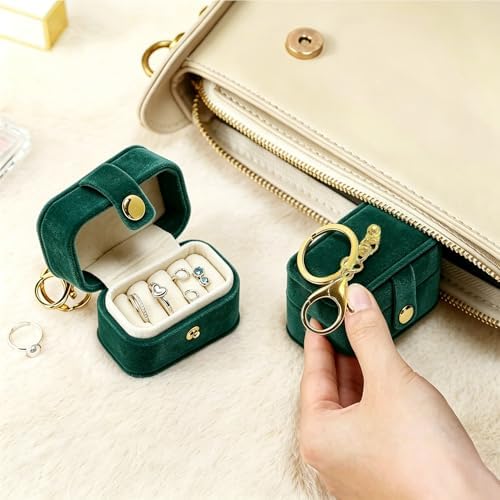 Velvet Dog Collar Ring Bearer Box with Clip-Peacock Green
