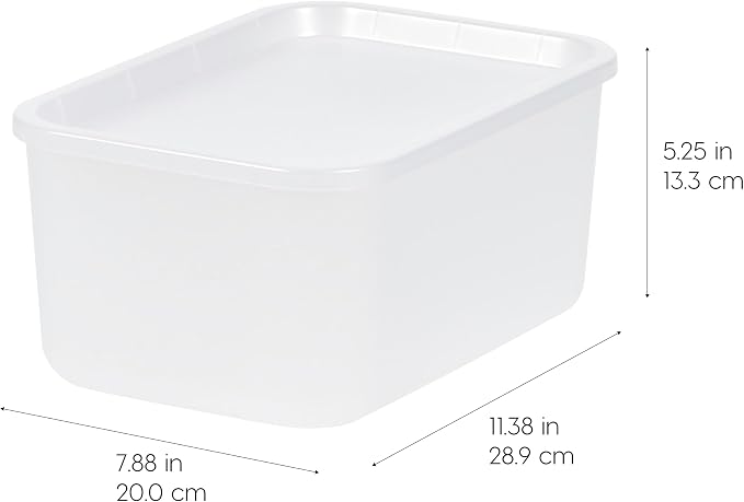 IRIS USA Plastic Storage Basket with Lid, 16-Pack, Stackable, for Kitchen Bathroom Bedroom Closet Kid's Room Office, Easy to Clean, Stylish Design, Shelf Organizer, Pearl