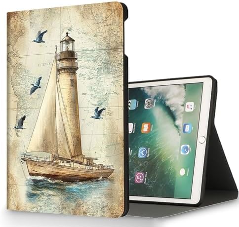 for Microsoft Surface Go 4/3/2/1-10.5" 2021 Tablet Case,Auto Wake/Sleep,Adjustable Stand Protective Cover - Vintage Nautical Map