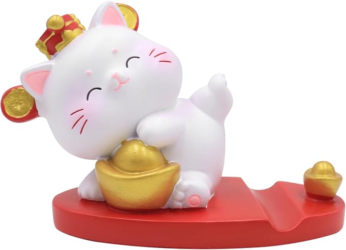 Cute Cat Phone Holder Desk Ornament Kawaii Phone Stand Universal Desk Phone Stand for All Mobile Smartphones Tablets