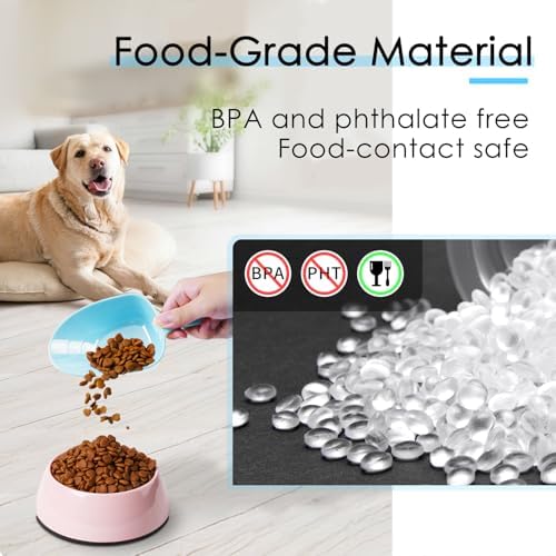 Melamine Pet Food Measuring Scoop, 1 Cup 1/2 Cup 1/4 Cup with Clear Measurement Lines for Dog, Cat, Bird, and Rabbit, Durable, Ergonomic Handle, Dishwasher safe-Baby Blue & Baby Pink
