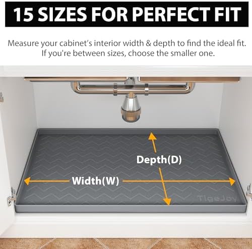 TigeJoy Under Sink Mats for Kitchen Waterproof 25" x 22", Cabinet Liner