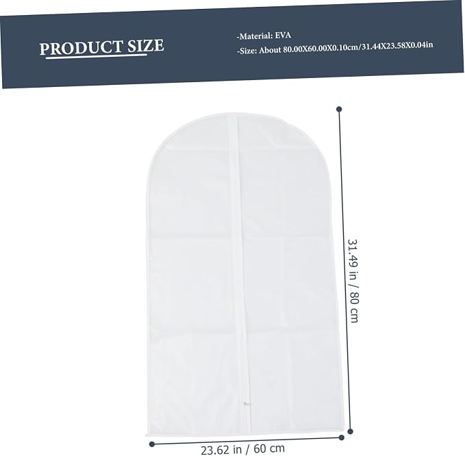 2 Pack EVA Garment Covers for Suit and Coat Storage 60x80cm | Breathable White Dustproof Hanging Design, Prevents Yellowing and PET Hair, Closet Organization